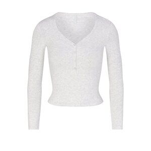 SKIMS Henley | Cropped Ribbed Long Sleeve Top